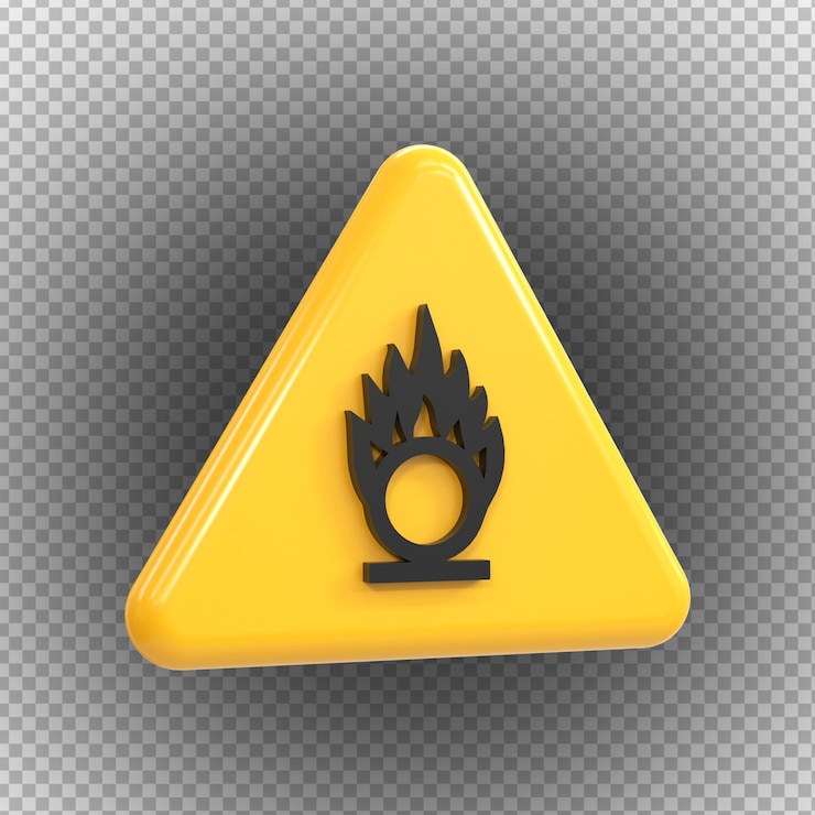 PSD signes oxydants de danger de haute tension isolés sur un fond transparent