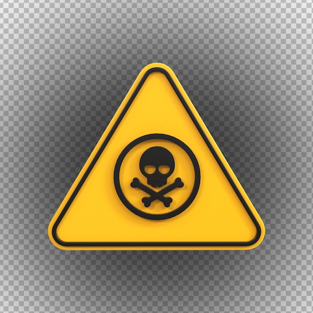 Signes toxiques de danger de haute tension isolés sur un fond transparent
