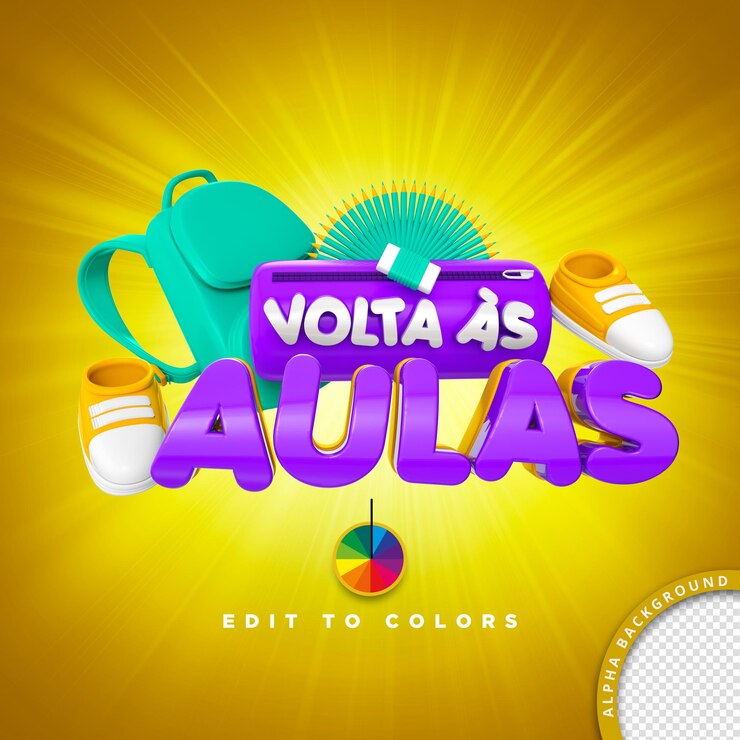 PSD signo 3d para composición psd regreso a la escuela promoción de productos de brasil venta de sellos 3d