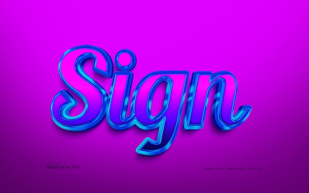 Signo 3d efecto de texto psd premium editable