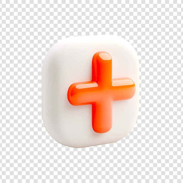 El signo 3D naranja más en fondo blanco icono de la aplicación brillante