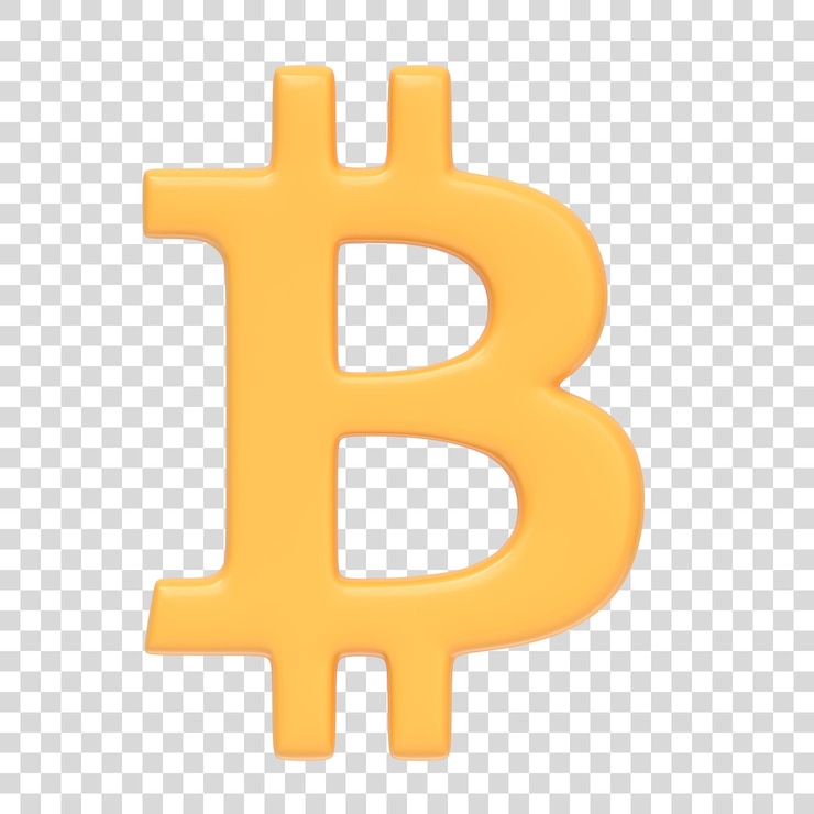 PSD signo amarillo de bitcoin aislado en fondo blanco signo de icono 3d y símbolo de renderización 3d ilustración