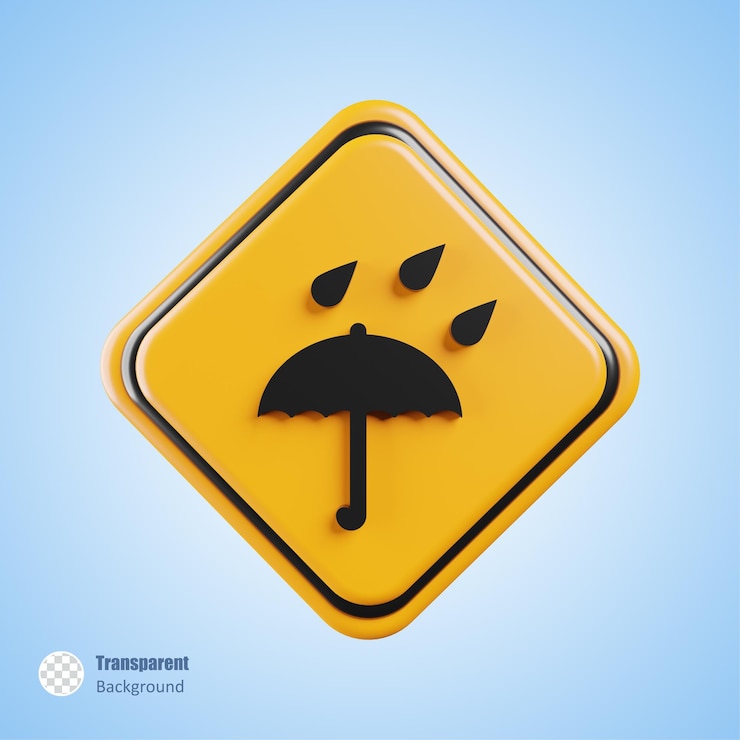 PSD signo amarillo de mantener seco en la ilustración de render 3d