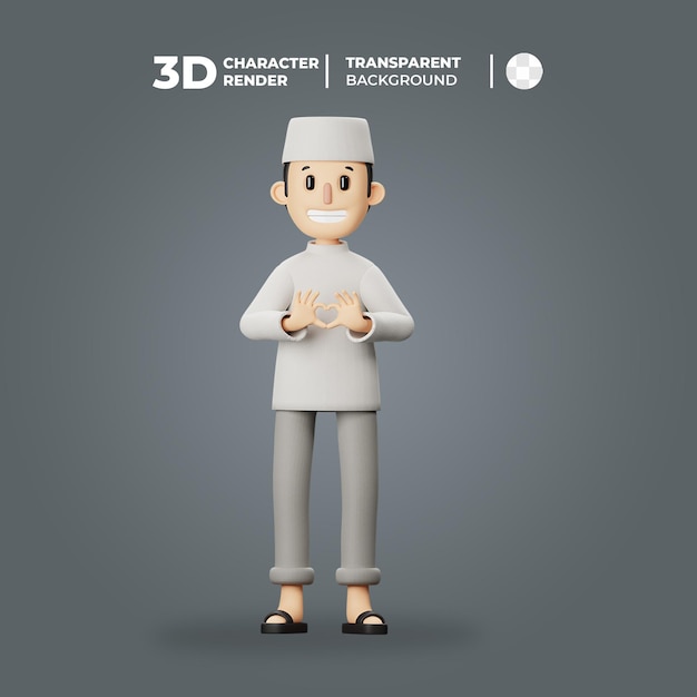 Signo de amor de personaje musulmán modelo 3d