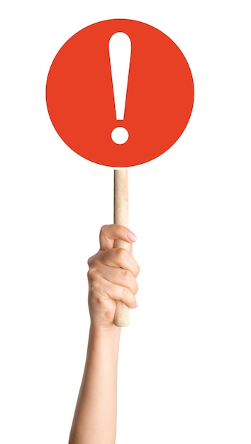 Signo de atención de la mano en un fondo vacío