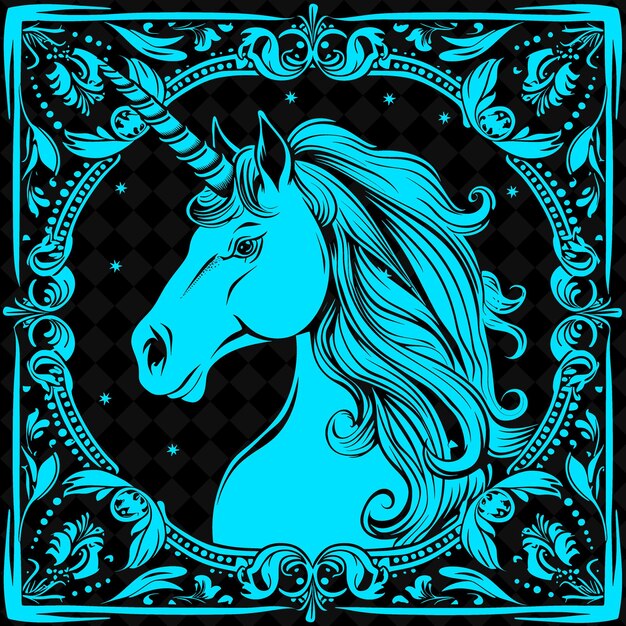 PSD un signo azul y negro con un unicornio azul en él