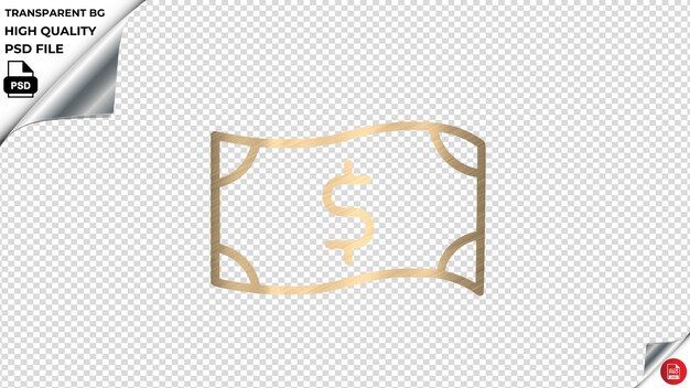 PSD signo billete de efectivo de dólar icono vectorial color dorado brillante psd texturizado transparente