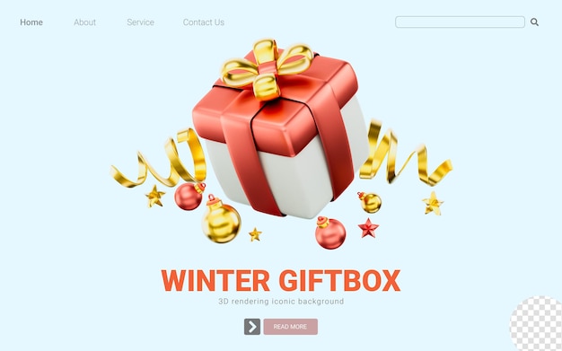 Signo de caja de regalo con ornamento 3d render concepto para fiesta cumpleaños aniversario navidad
