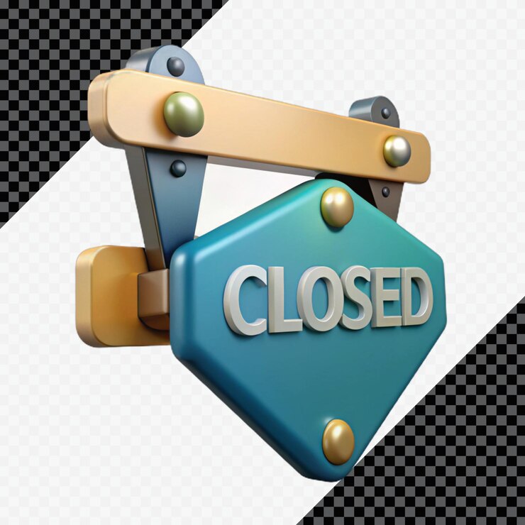 PSD signo cerrado en 3d con acentos dorados