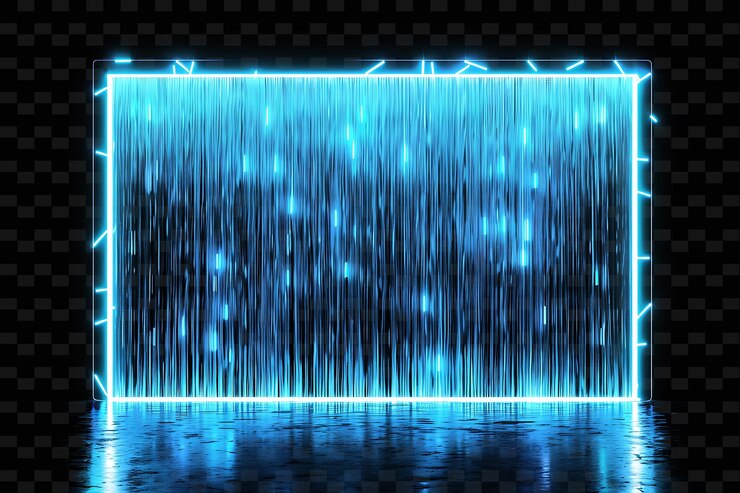 PSD signo de cortina de lluvia digital con una tabla rectangular en cascada de forma y2k decoración de cartel creativo