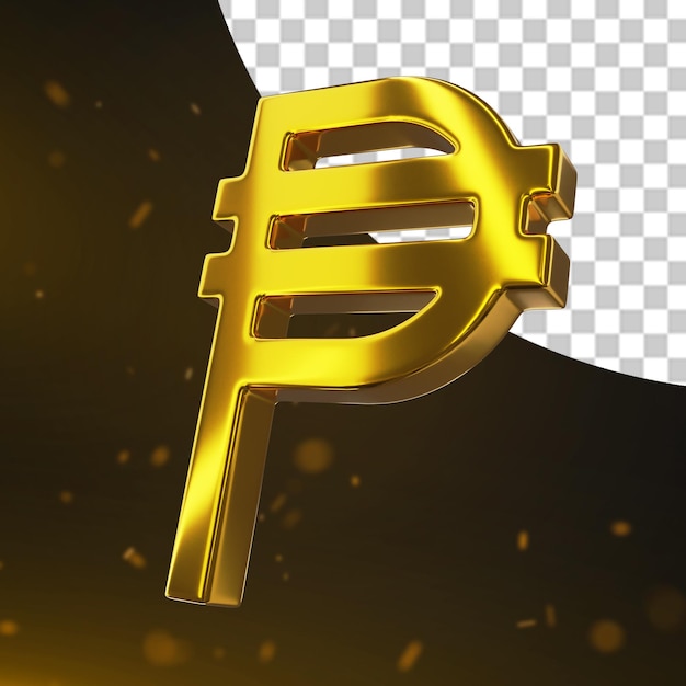 PSD signo de moeda dourada peso filipino renderização 3d