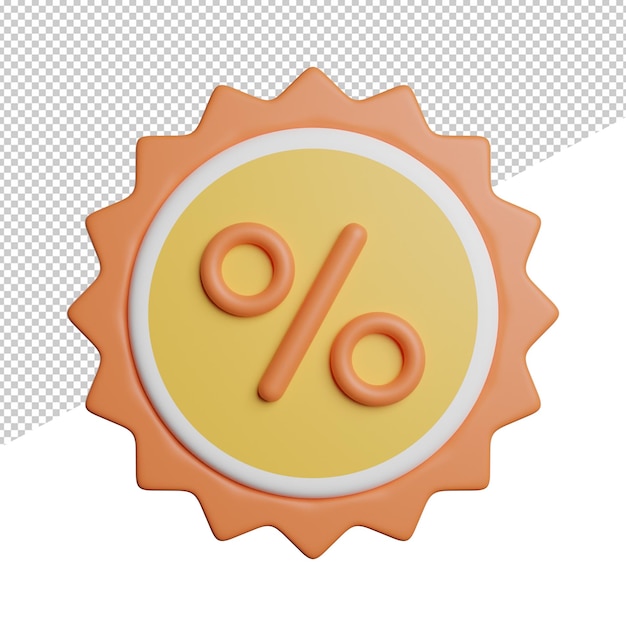 PSD signo de descuento porcentaje vista frontal 3d renderizado icono ilustración sobre fondo transparente