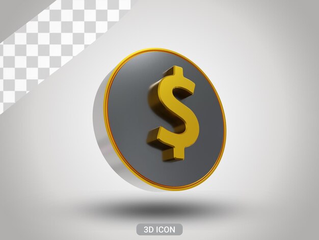 Signo de dólar 3D prestados diseño de icono vista inferior izquierda
