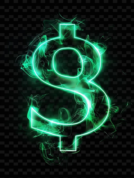 PSD un signo de dólar con luces de neón verdes