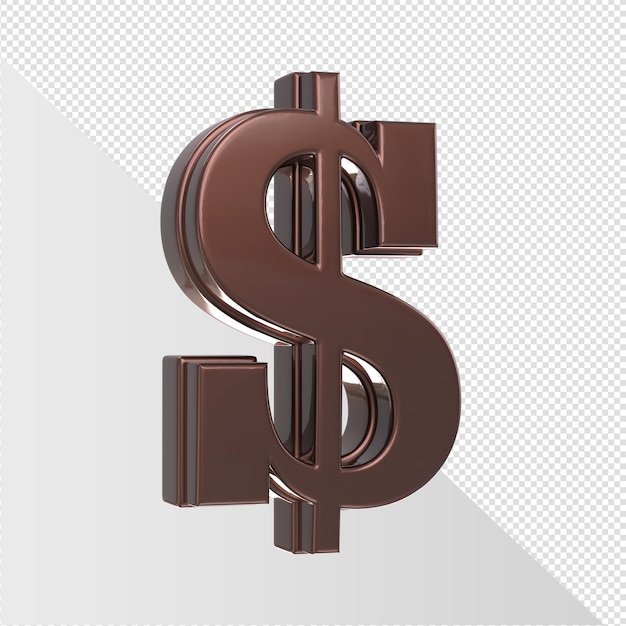 Un signo de dólar marrón con una franja blanca en la parte inferior.