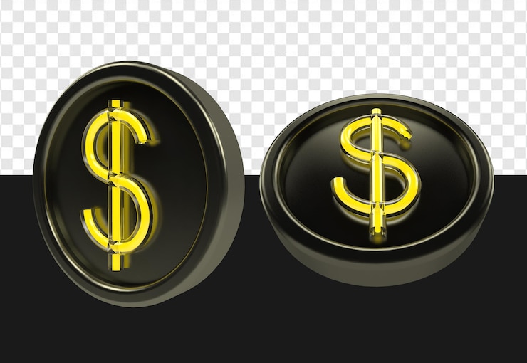 PSD signo de dólar de neón amarillo sobre base negra