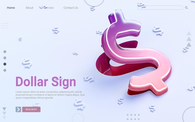 Signo de dólar plegable sobre fondo blanco Concepto de procesamiento 3D para portada de plantilla web de banner social