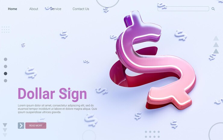 PSD signo de dólar plegable sobre fondo blanco concepto de procesamiento 3d para portada de plantilla web de banner social