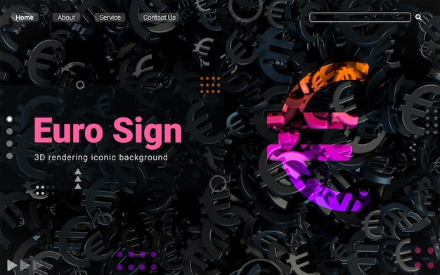 Signo de euro fondo icónico de forma abstracta oscura para web y banner social Anuncio 3d render
