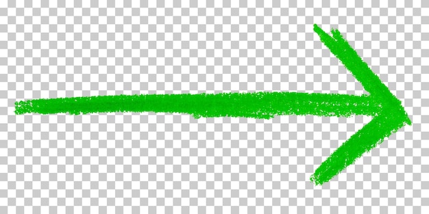 Signo de flecha PNG dibujado con marcador verde sobre un fondo transparente