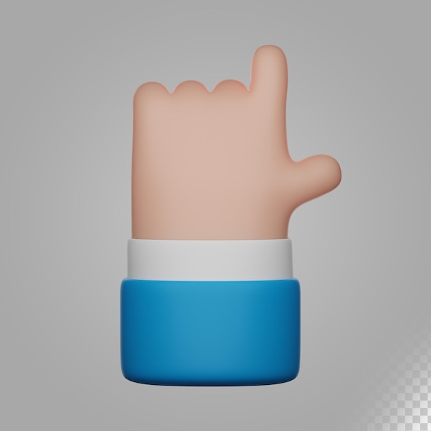 PSD signo de gesto de mano de pistola de ilustración 3d