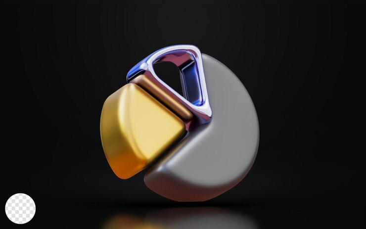 PSD signo de gráfico circular de negocios sobre fondo oscuro concepto de renderizado 3d para análisis de datos financieros