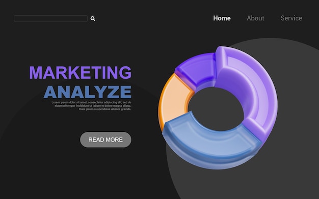 signo de gráfico circular de negocios sobre fondo oscuro concepto de renderizado 3d para análisis financiero