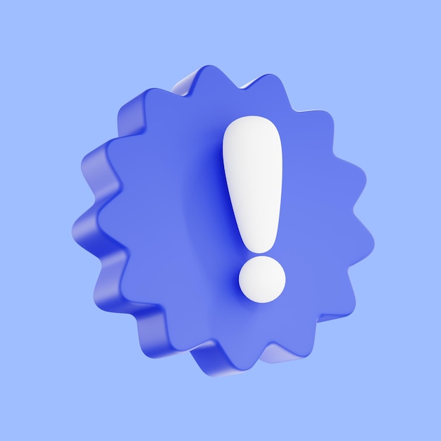 signo de icono de exclamación 3d o marca de precaución de atención símbolo de signo de exclamación