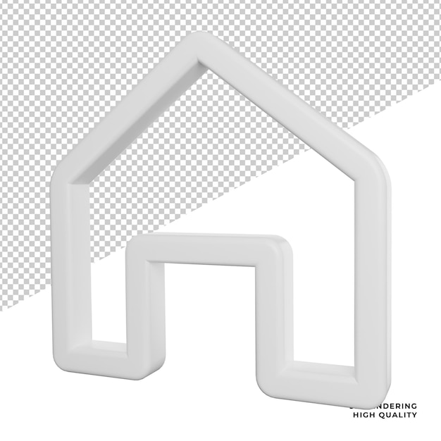 Signo de inicio Icono de vista lateral de redes sociales Ilustración de renderizado 3d sobre fondo transparente