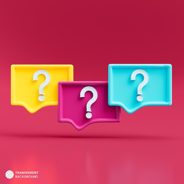 signo de interrogación 3d en icono de burbuja de voz aislado