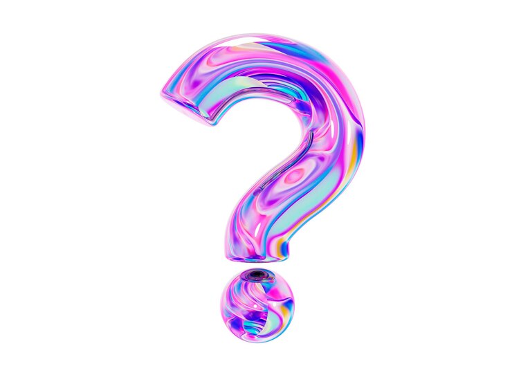 PSD signo de interrogación holográfico 3d símbolo de solución de problema de preguntas frecuentes ilustración de representación 3d