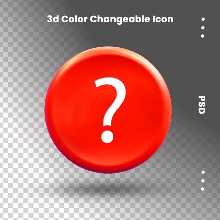 PSD signo de interrogación icono 3d para diseño de interfaz de usuario