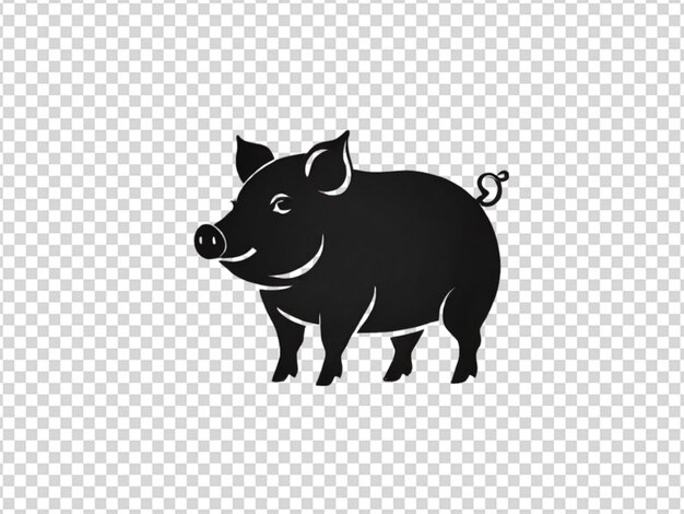 Signo lineal de silueta de cerdo sobre un fondo transparente