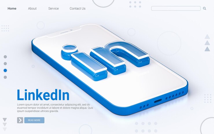 PSD signo de linkedin en el teléfono móvil aislado fondo blanco concepto de procesamiento 3d para banner web