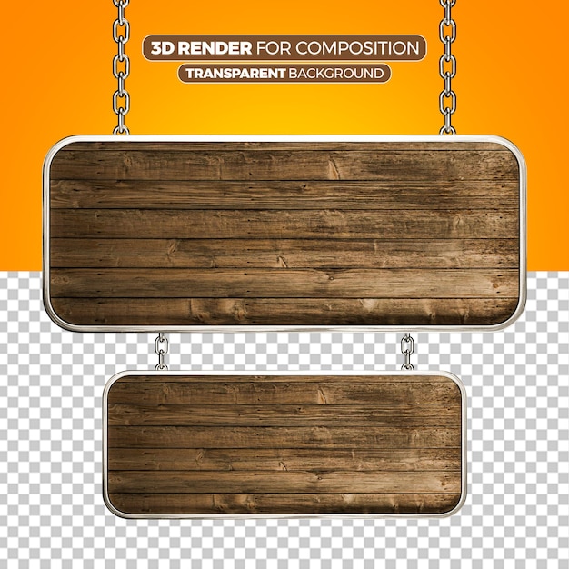 Signo de madera con cadenas colgando para la composición 5