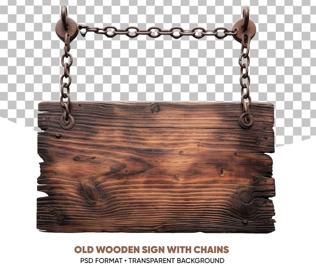 PSD signo de madera con cadenas