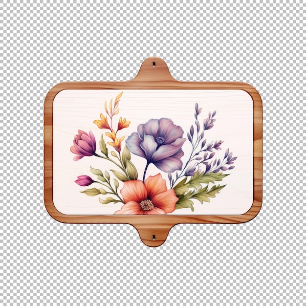 PSD signo de madera floral acuarela clipart