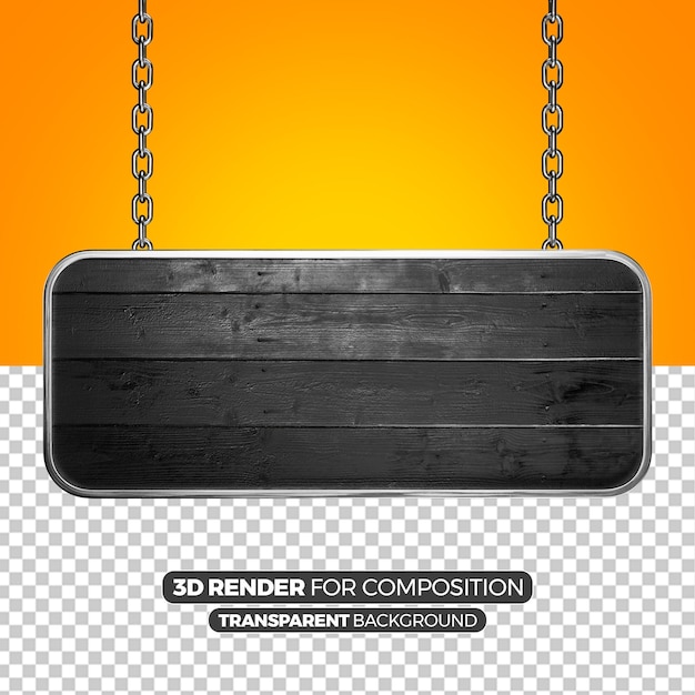 Signo de madera oscura con cadenas colgando