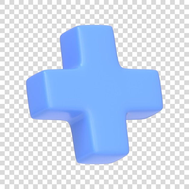 Signo más azul aislado sobre fondo blanco Icono 3D signo y símbolo Estilo minimalista de dibujos animados