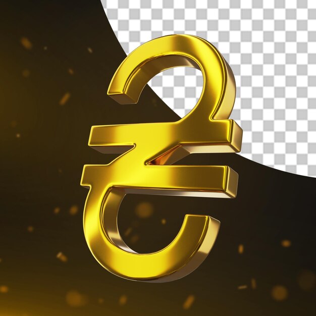 PSD el signo de la moneda de oro hryvnia 3d render