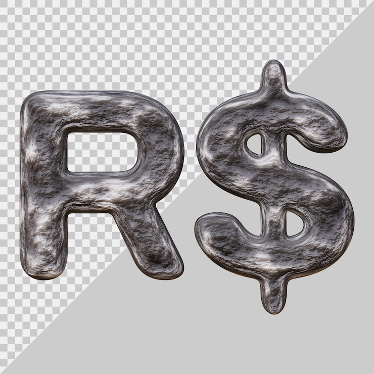 PSD signo de moneda real brasileña de brasil con estilo moderno 3d