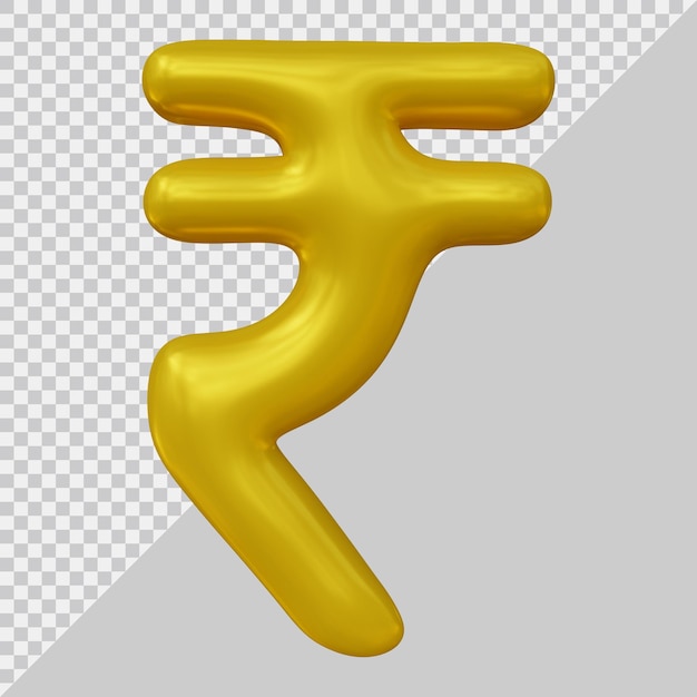 Signo de moneda rupia india en render 3d