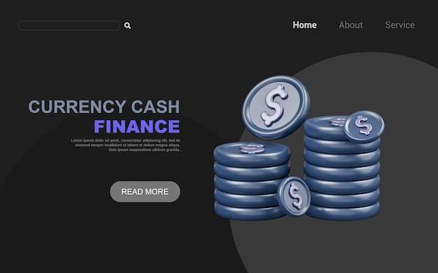 signo de monedas de dólar sobre fondo oscuro 3d render concepto para ganar dinero ingresos en efectivo