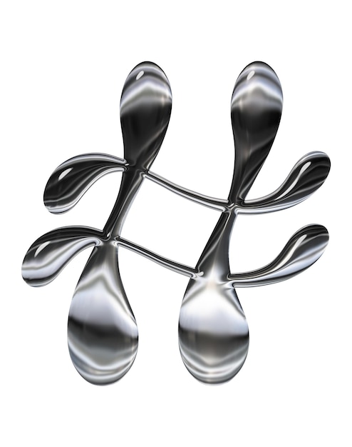 Signo de número fuente líquida cromo