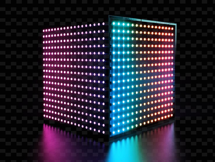 PSD signo de píxel cúbico con un tablero en forma de cubo futurista marco de forma y2k decoración de cartel creativo