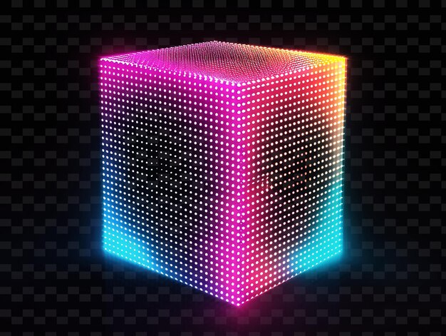 Signo de píxel cúbico con un tablero en forma de cubo Futurista marco de forma Y2K Decoración de cartel creativo