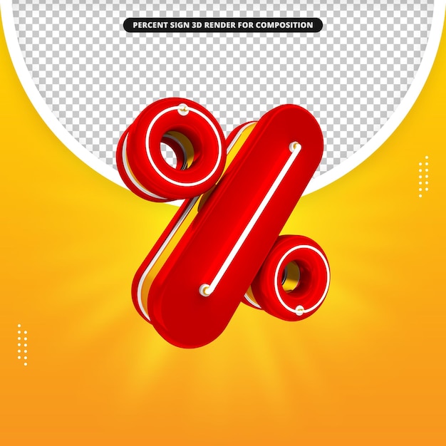 Signo de porcentaje en representación 3d aislada