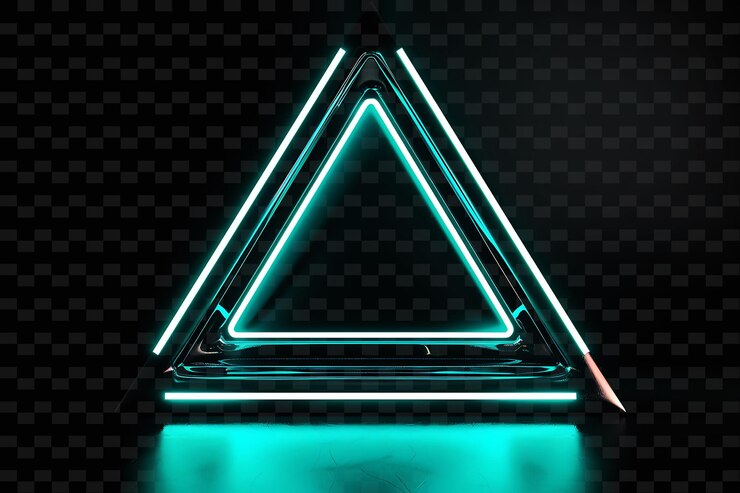 PSD signo de proyección 3d con una tabla triangular marco angular des y2k forma decoración de cartel creativo