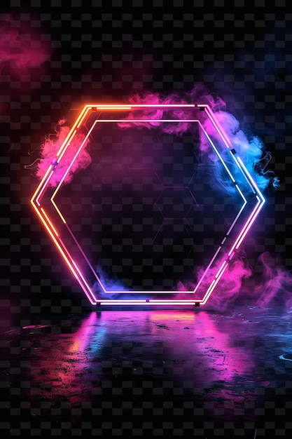 PSD signo de proyección láser con una junta hexagonal marco futurista forma y2k decoración de cartel creativo