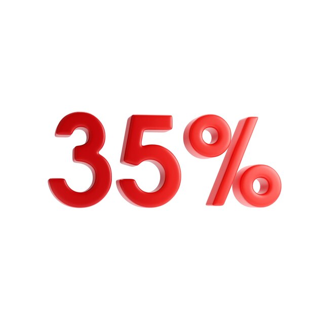 Un signo rojo del 35 por ciento con un fondo blanco.
